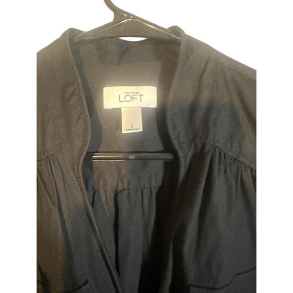 Ann Taylor Loft Black Long Sleeve Drawstring Waist T-Shirt Dress Women Sz 6 - Picture 6 of 13